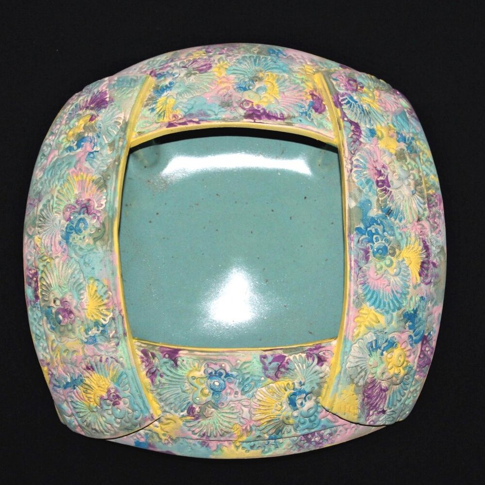 Colourful Artist Signed Flower Pot | Handmade Square Planter